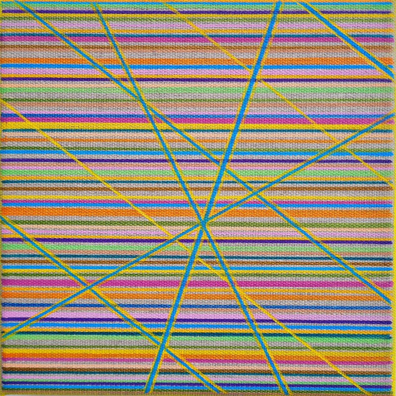 Coloured lines 6.6.6 gelb 2026, 20x20, Acryl-Acrylstifte auf Leinwand, € 210